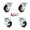Service Caster 3 Inch Maroon Polyurethane Wheel Swivel Top Plate Caster Set with 2 Brakes SCC SCC-20S314-PPUB-MRN-TP3-2-TLB-2 - alternate 1